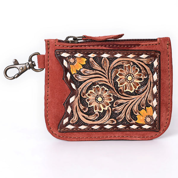 ADBGA746 American Darling Hand Tooled Floral Carved Genuine Leather Coin Purse