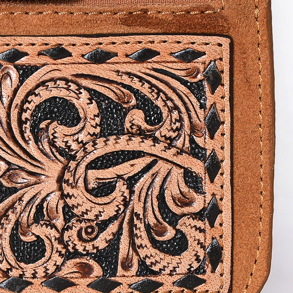 ADBGA746 American Darling Hand Tooled Floral Carved Genuine Leather Coin Purse