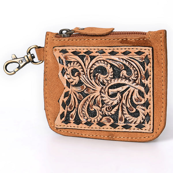 ADBGA746 American Darling Hand Tooled Floral Carved Genuine Leather Coin Purse