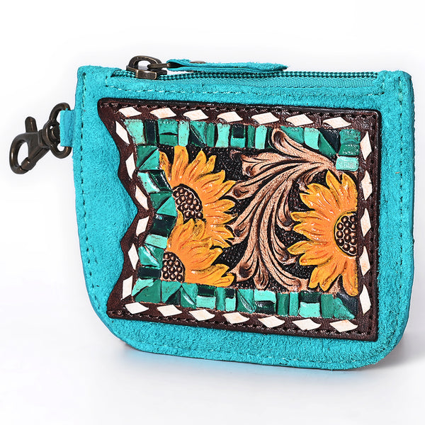 ADBGA746 American Darling Hand Tooled Floral Carved Genuine Leather Coin Purse