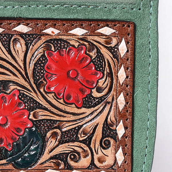 ADBGA746 American Darling Hand Tooled Floral Carved Genuine Leather Coin Purse