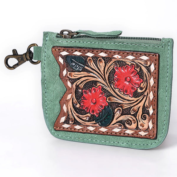ADBGA746 American Darling Hand Tooled Floral Carved Genuine Leather Coin Purse