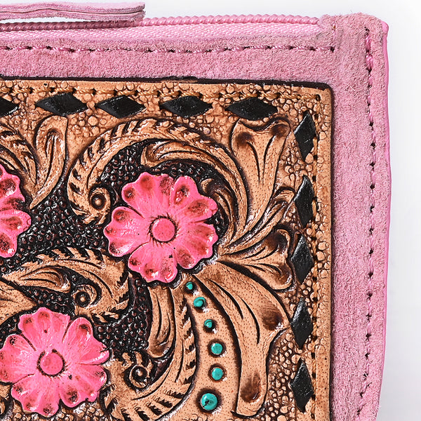 ADBGA746 American Darling Hand Tooled Floral Carved Genuine Leather Coin Purse