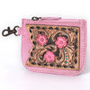 ADBGA746 American Darling Hand Tooled Floral Carved Genuine Leather Coin Purse