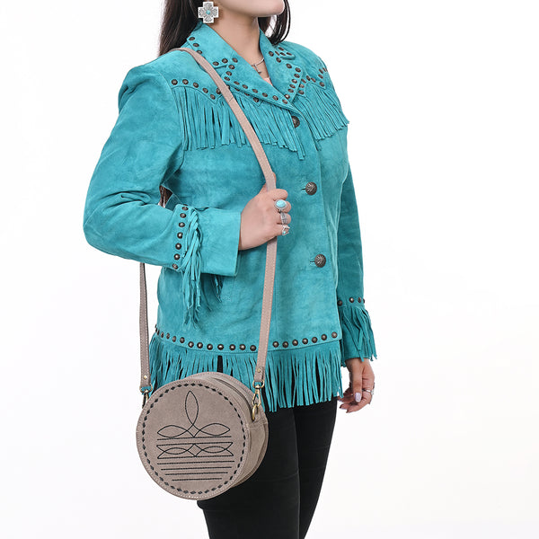 ADBGA620 American Darling Boot Stitched Genuine Suede Leather Canteen Bag