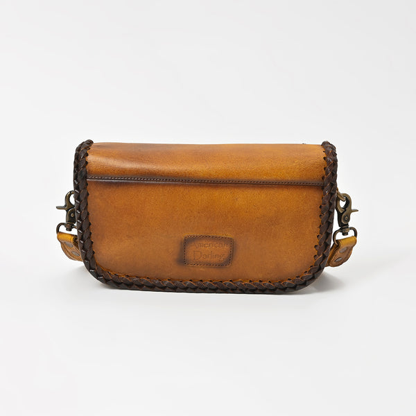 ADBGM584 American Darling Leather Crossbody Bag with Braided Edge & Western Stitch
