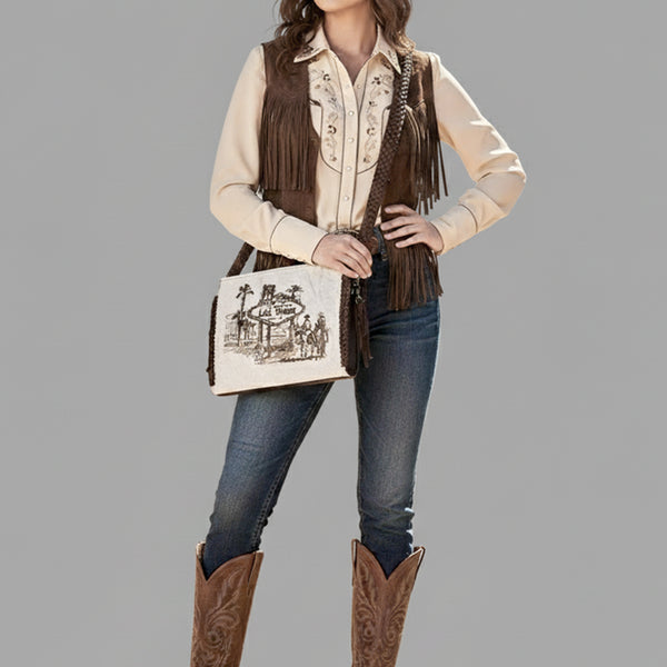 ADBGM589 Hair-On Leather Crossbody - Western Las Vegas Cowgirl Clutch Bag