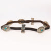ADBLA107-51 Square Cut-Out Silver Concho Western Leather Belt