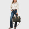 ADBG1700 American Darling Western Leather Handbag with Hand-Tooled Accents and Adjustable Strap - Rugged & Elegant