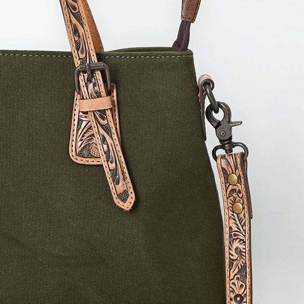 ADBG1700 American Darling Western Leather Handbag with Hand-Tooled Accents and Adjustable Strap - Rugged & Elegant