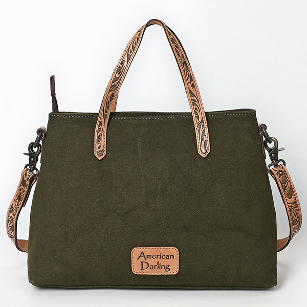 ADBG1700 American Darling Western Leather Handbag with Hand-Tooled Accents and Adjustable Strap - Rugged & Elegant