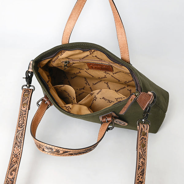 ADBG1700 American Darling Western Leather Handbag with Hand-Tooled Accents and Adjustable Strap - Rugged & Elegant
