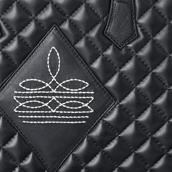 ADBG1703 American Darling Quilted Leather Tote Bag | Western Boot Stitched Carryall