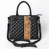 ADBG1704 American Darling Quilted Genuine Leather Tote | Hand-Tooled Floral Panel Shoulder Bag