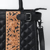 ADBG1704 American Darling Quilted Genuine Leather Tote | Hand-Tooled Floral Panel Shoulder Bag