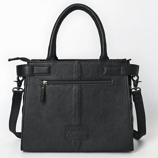 ADBG1704 American Darling Quilted Genuine Leather Tote | Hand-Tooled Floral Panel Shoulder Bag