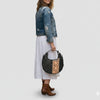 ADBG1705 American Darling Quilted Genuine Leather Hobo Bag | Hand-Tooled Floral Accent Shoulder Bag