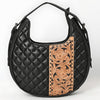 ADBG1705 American Darling Quilted Genuine Leather Hobo Bag | Hand-Tooled Floral Accent Shoulder Bag