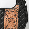 ADBG1705 American Darling Quilted Genuine Leather Hobo Bag | Hand-Tooled Floral Accent Shoulder Bag
