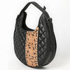 ADBG1705 American Darling Quilted Genuine Leather Hobo Bag | Hand-Tooled Floral Accent Shoulder Bag
