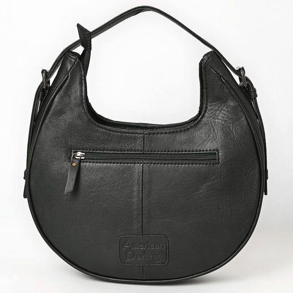 ADBG1705 American Darling Quilted Genuine Leather Hobo Bag | Hand-Tooled Floral Accent Shoulder Bag