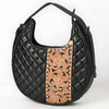 ADBG1705 American Darling Quilted Genuine Leather Hobo Bag | Hand-Tooled Floral Accent Shoulder Bag