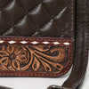 ADBG1707 American Darling Quilted Genuine Leather Tote Bag | Braided Handle Floral Accent