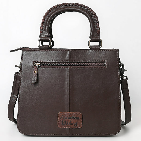 ADBG1707 American Darling Quilted Genuine Leather Tote Bag | Braided Handle Floral Accent