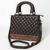 ADBG1707 American Darling Quilted Genuine Leather Tote Bag | Braided Handle Floral Accent