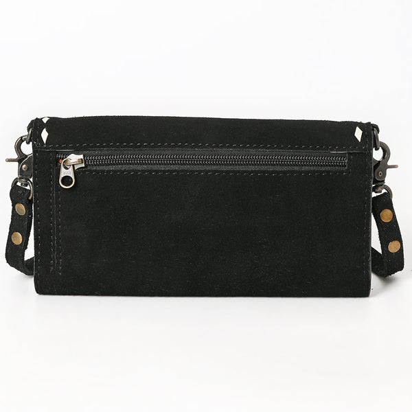 ADBG1712 American Darling Black Genuine Suede Wallet Bag | Boot Stitched Crossbody Purse