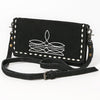 ADBG1712 American Darling Black Genuine Suede Wallet Bag | Boot Stitched Crossbody Purse