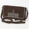 ADBG1712 American Darling Genuine Suede Crossbody Bag | Western Boot Stitched Crossbody Purse