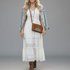ADBG1712 American Darling Genuine Suede Crossbody Bag | Western Boot Stitched Crossbody Purse