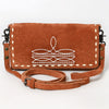ADBG1712 American Darling Genuine Suede Crossbody Bag | Western Boot Stitched Crossbody Purse