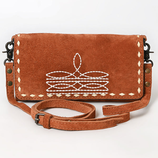 ADBG1712 American Darling Genuine Suede Crossbody Bag | Western Boot Stitched Crossbody Purse