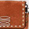 ADBG1712 American Darling Genuine Suede Crossbody Bag | Western Boot Stitched Crossbody Purse