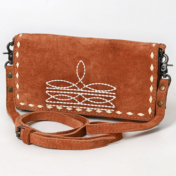 ADBG1712 American Darling Genuine Suede Crossbody Bag | Western Boot Stitched Crossbody Purse