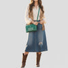 ADBG1712 American Darling Genuine Suede Crossbody Bag | Western Boot Stitched Crossbody Purse