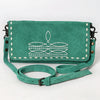 ADBG1712 American Darling Genuine Suede Crossbody Bag | Western Boot Stitched Crossbody Purse