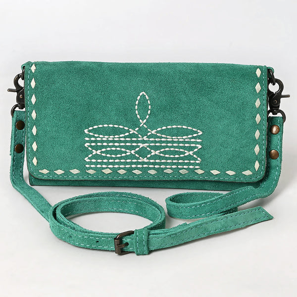 ADBG1712 American Darling Genuine Suede Crossbody Bag | Western Boot Stitched Crossbody Purse