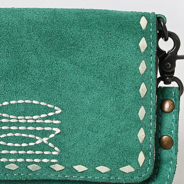 ADBG1712 American Darling Genuine Suede Crossbody Bag | Western Boot Stitched Crossbody Purse