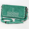 ADBG1712 American Darling Genuine Suede Crossbody Bag | Western Boot Stitched Crossbody Purse