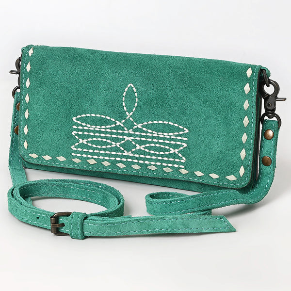 ADBG1712 American Darling Genuine Suede Crossbody Bag | Western Boot Stitched Crossbody Purse