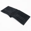 ADBGZ919A Black Genuine suede Leather Bifold Wallet with White Embroidered Stitch Detail