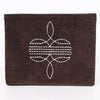 ADBGZ919 Genuine suede Leather Bifold Wallet with White Embroidered Stitch Detail