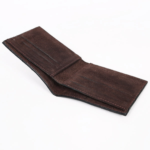 ADBGZ919 Genuine suede Leather Bifold Wallet with White Embroidered Stitch Detail