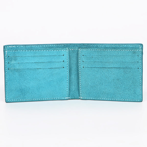 ADBGZ919 Genuine suede Leather Bifold Wallet with White Embroidered Stitch Detail
