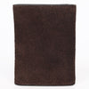 ADBGZ920 Genuine suede Leather Trifold Wallet with White Western Stitch Embroidery