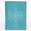 ADBGZ920 Genuine suede Leather Trifold Wallet with White Western Stitch Embroidery