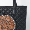 ADBGA750 American Darling Quilted Hand Tooled Floral Carved Genuine Leather Tote Bag